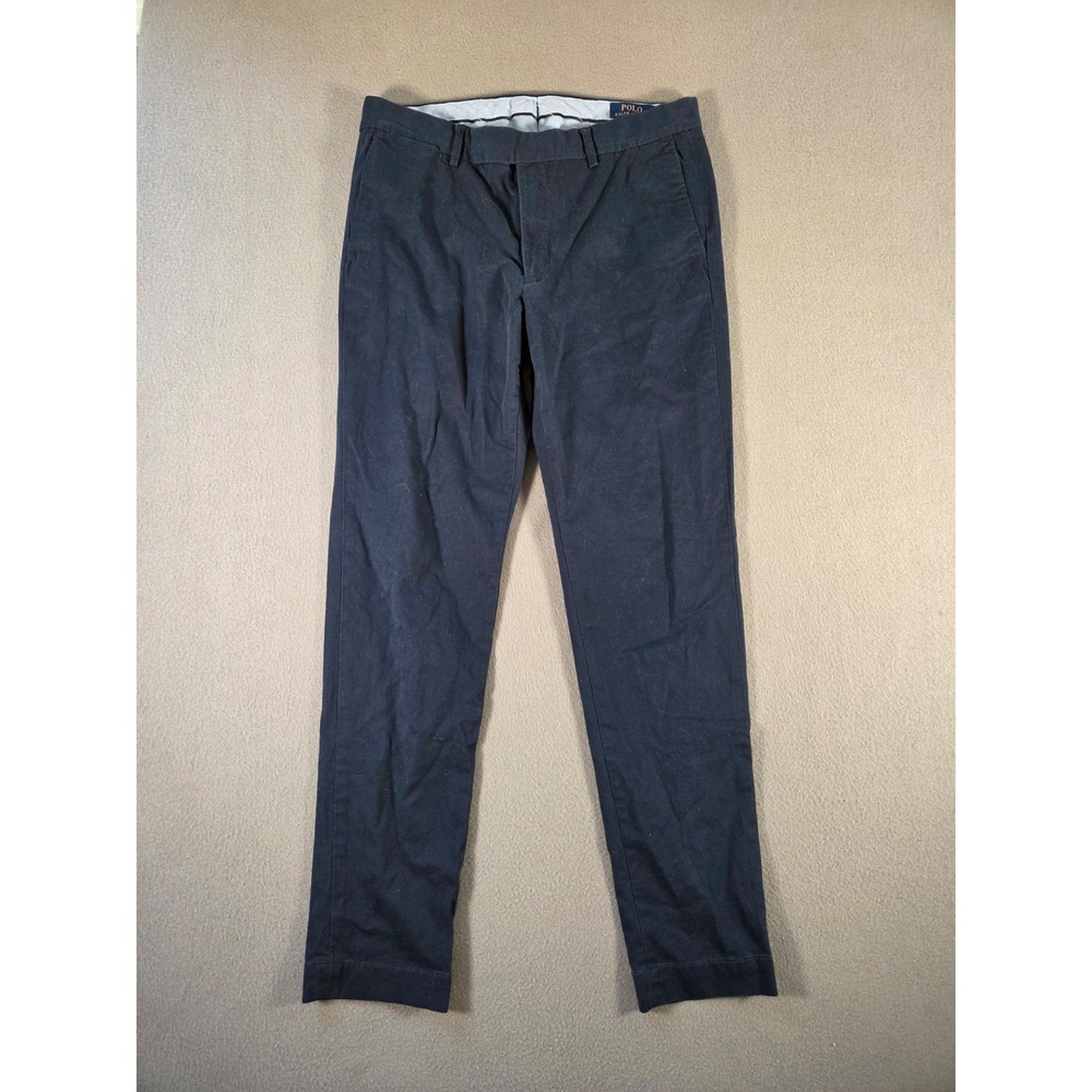 Polo Ralph Lauren Pants Mens 33x32 Navy Chino Stretch Tailored Slim Fit Trouser